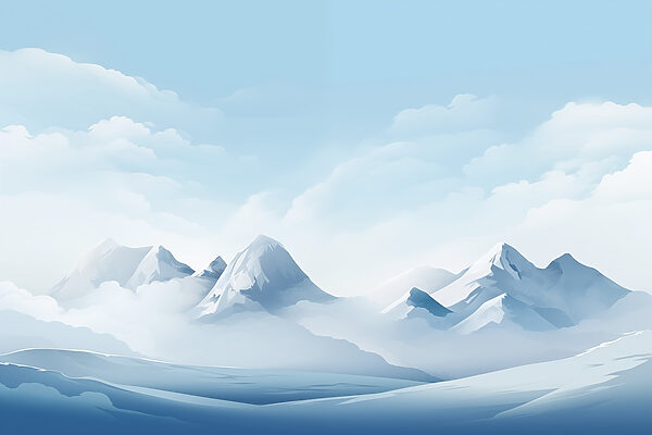 Chaîne de montagnes enneigées avec nuages Chaîne de montagnes enneigées avec nuages