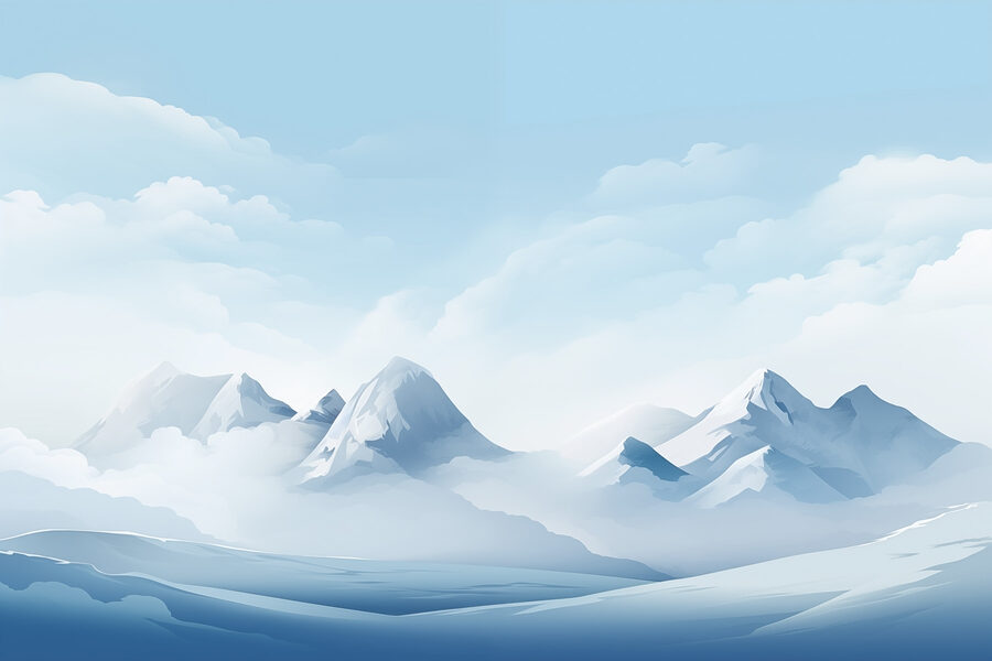 Chaîne de montagnes enneigées avec nuages