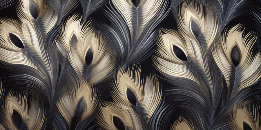 Élégant motif de plumes sur fond sombre