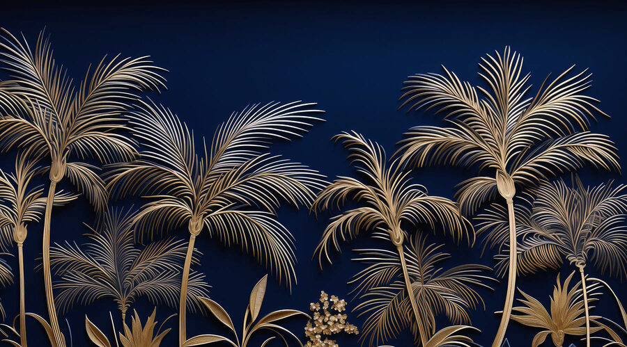 Palmiers tropicaux sur fond sombre