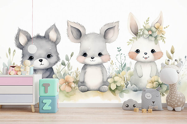 Groupe d'animaux avec des fleurs Groupe d'animaux avec des fleurs