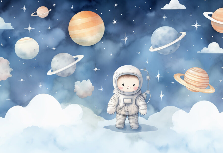 Caricature d'un enfant dans l'espace Caricature d'un enfant dans l'espace
