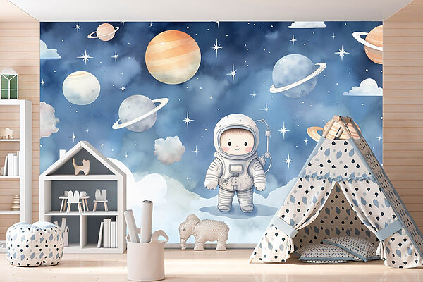 Caricature d'un enfant dans l'espace Caricature d'un enfant dans l'espace