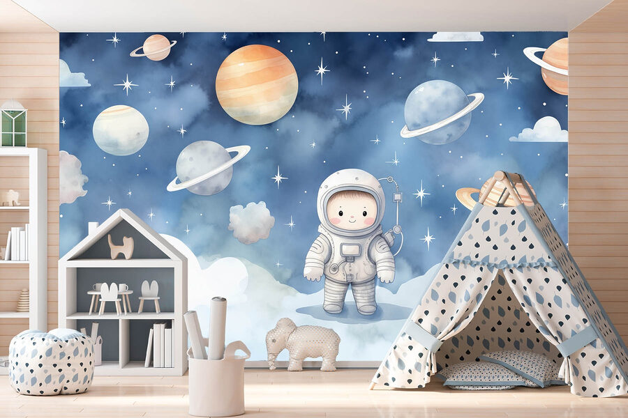 Caricature d'un enfant dans l'espace Caricature d'un enfant dans l'espace