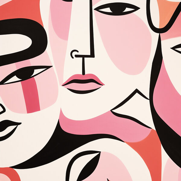 Groupe de visages peints sur une surface blanche Groupe de visages peints sur une surface blanche