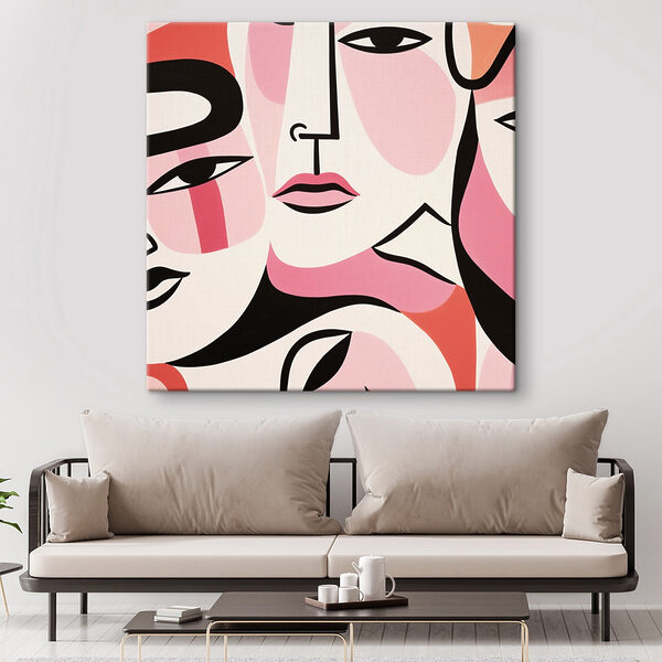 Groupe de visages peints sur une surface blanche Groupe de visages peints sur une surface blanche