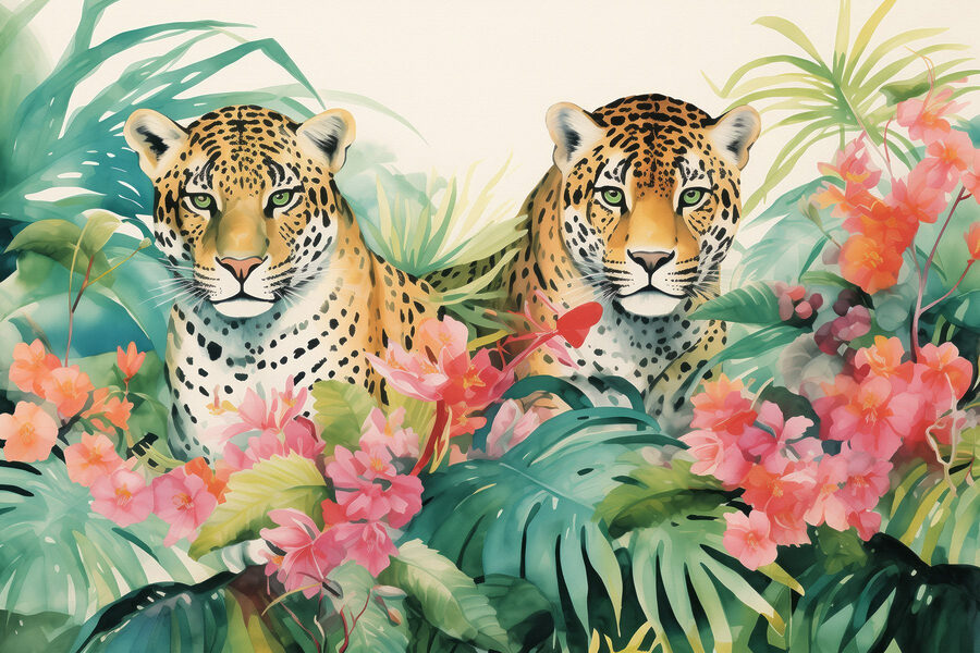 Couple de guépards dans la jungle