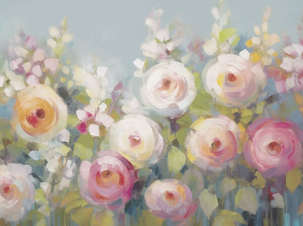 Peinture de fleurs sur fond bleu Peinture de fleurs sur fond bleu
