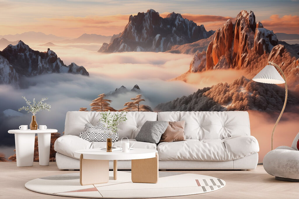 Mountain range with snow and clouds Mountain range with snow and clouds