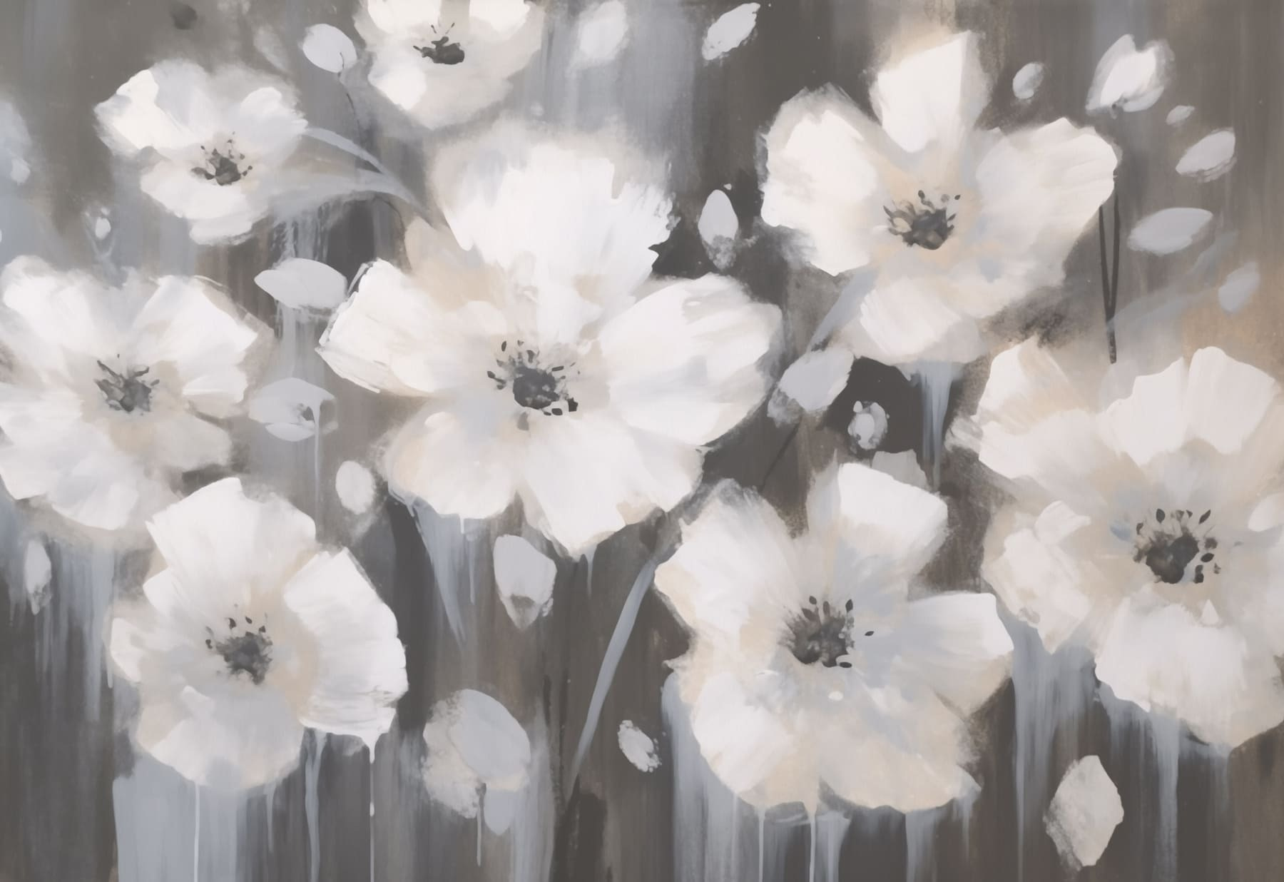 Painting of white flowers Painting of white flowers