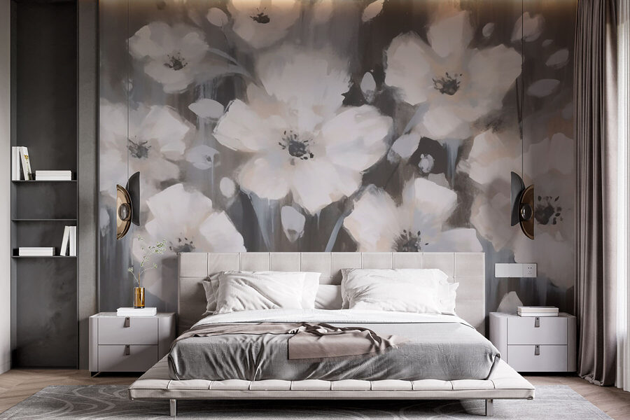 Peinture de fleurs blanches
