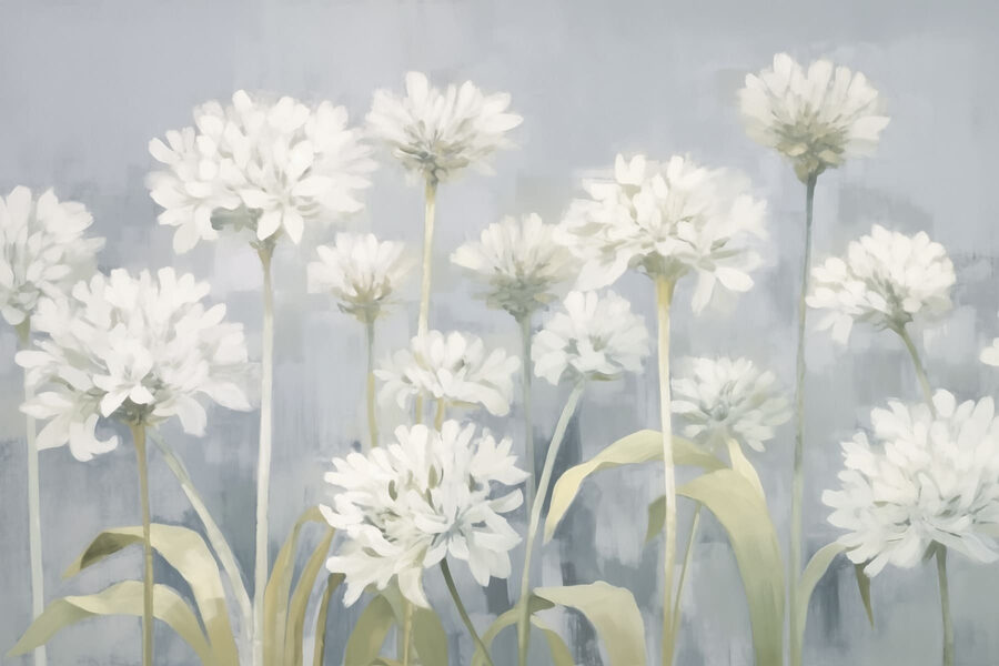 Peinture de fleurs blanches