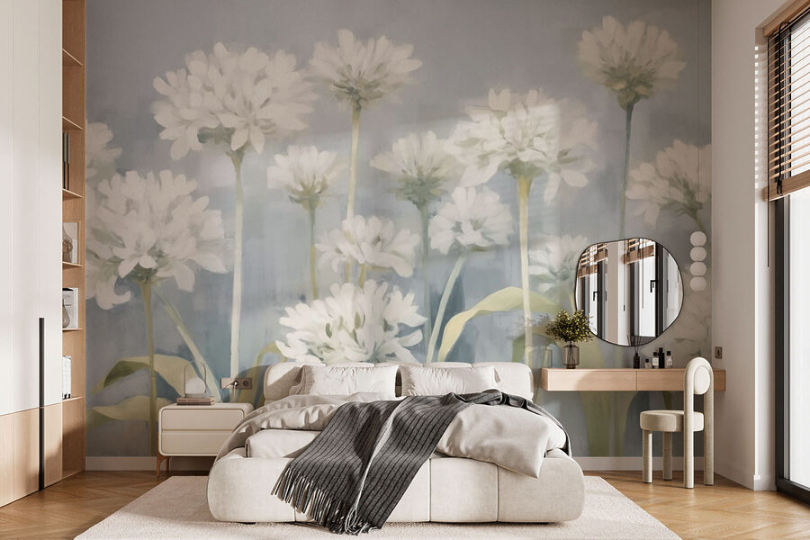 Peinture de fleurs blanches