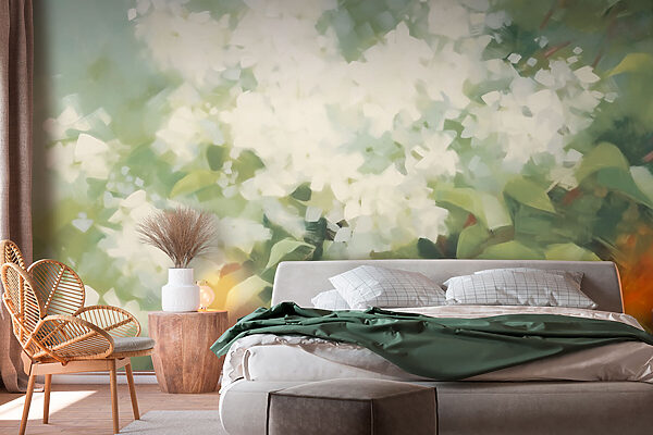 Des fleurs au milieu de feuilles vertes et luxuriantes Des fleurs au milieu de feuilles vertes et luxuriantes
