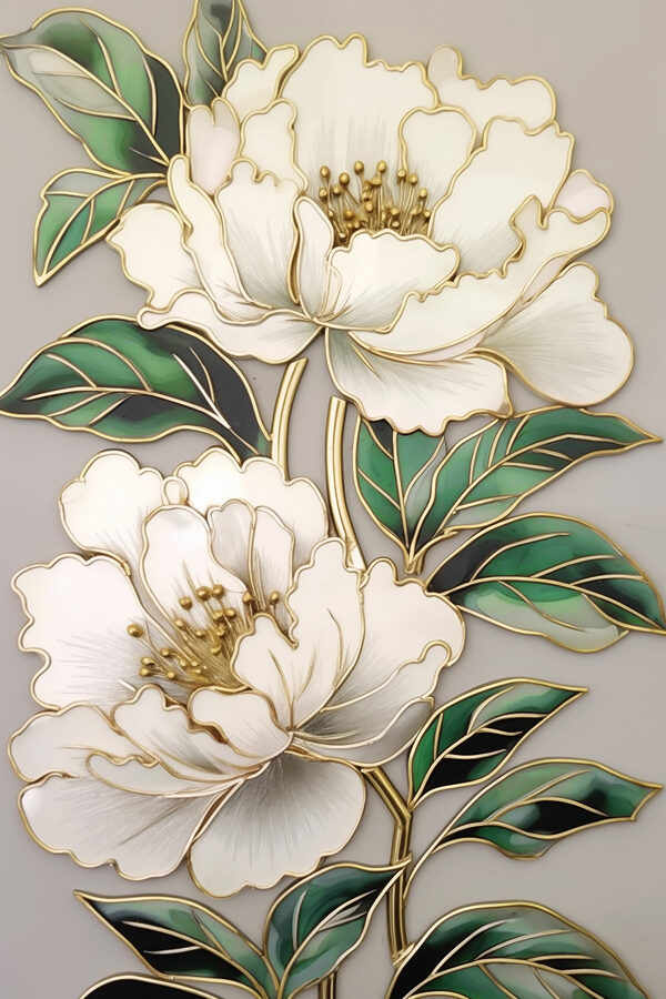 Fleurs élégantes encadrées par des feuilles luxuriantes Fleurs élégantes encadrées par des feuilles luxuriantes