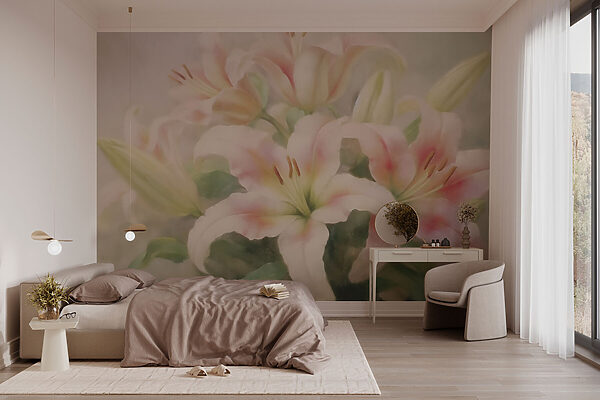 Peinture d'un groupe de fleurs roses Peinture d'un groupe de fleurs roses