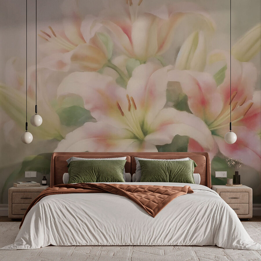 Peinture d'un groupe de fleurs roses