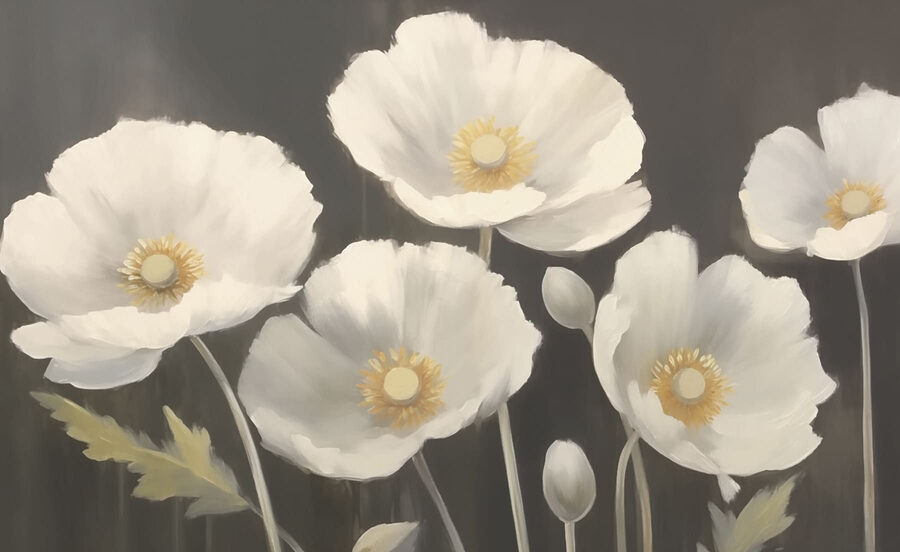 Peinture de fleurs blanches