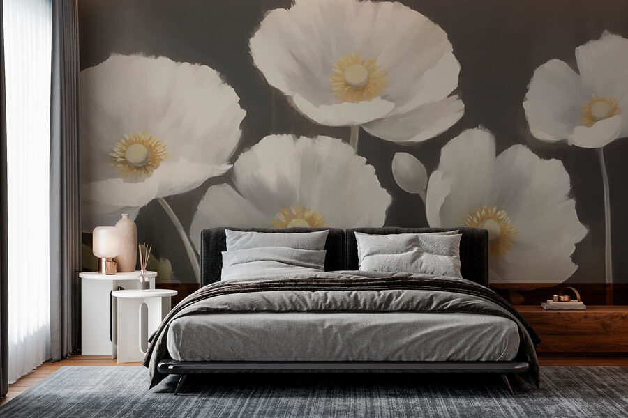 Peinture de fleurs blanches