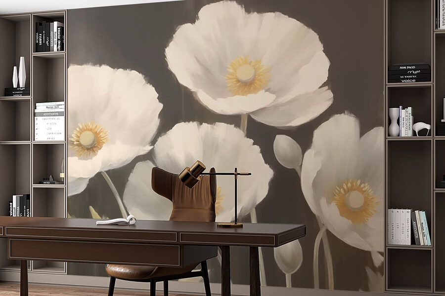 Peinture de fleurs blanches