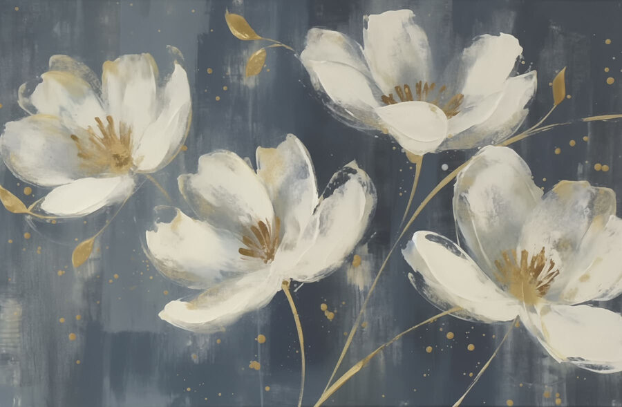 Peinture de fleurs blanches