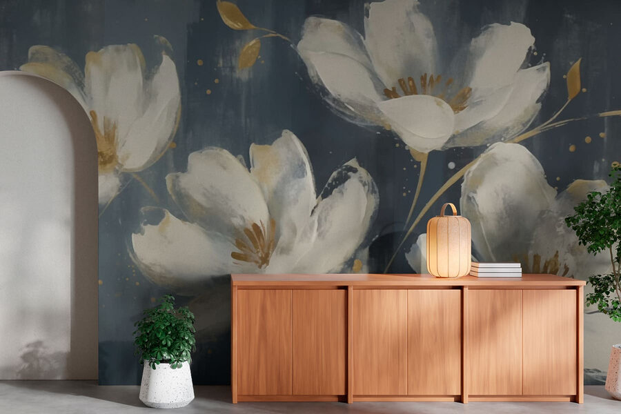 Peinture de fleurs blanches