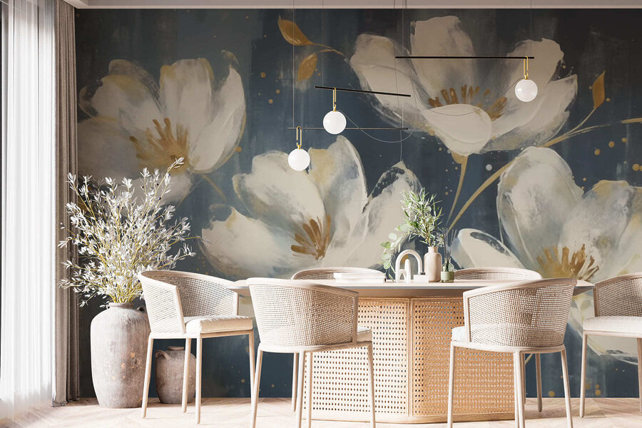Peinture de fleurs blanches
