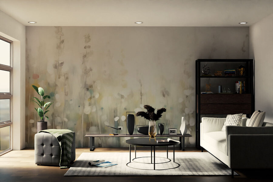 Peinture de fleurs dans un champ