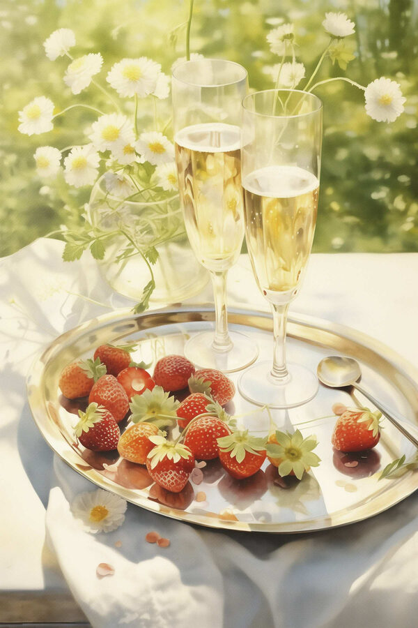Plateau de champagne et de fraises Plateau de champagne et de fraises