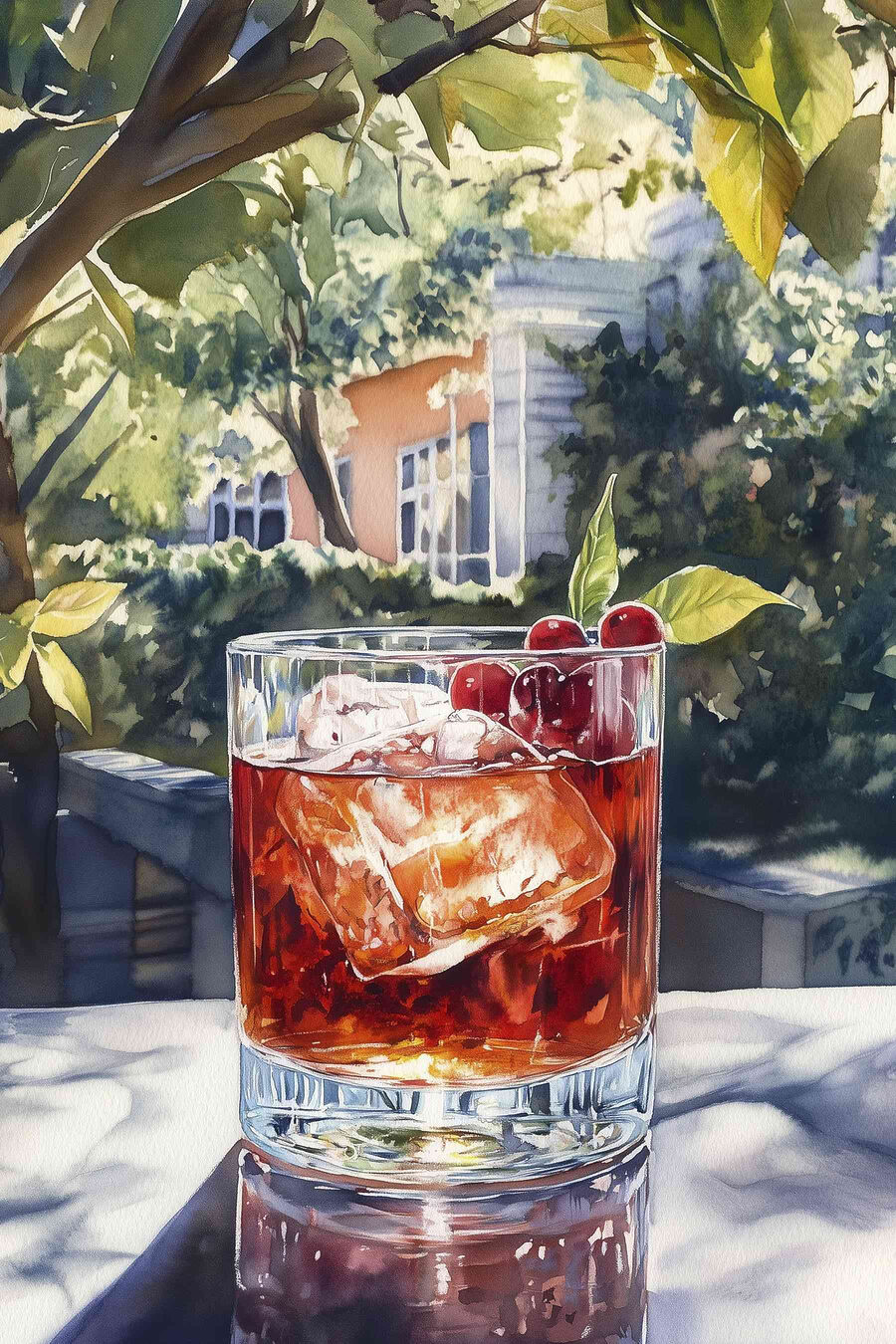 Verre de glace et cerises Verre de glace et cerises
