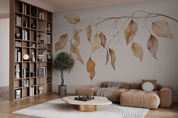 Branche avec des feuilles brunes Branche avec des feuilles brunes