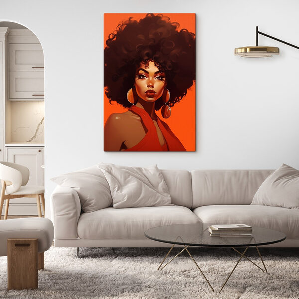 Femme avec de grands cheveux afro et des boucles d'oreilles Femme avec de grands cheveux afro et des boucles d'oreilles