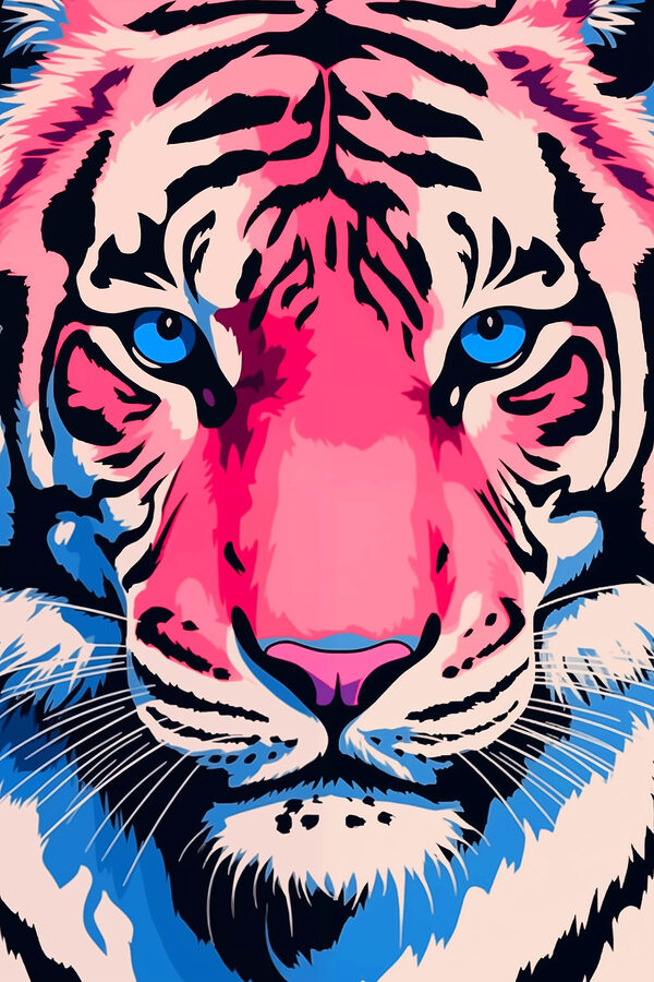 Un tigre audacieux aux yeux bleus saisissants. Un tigre audacieux aux yeux bleus saisissants.