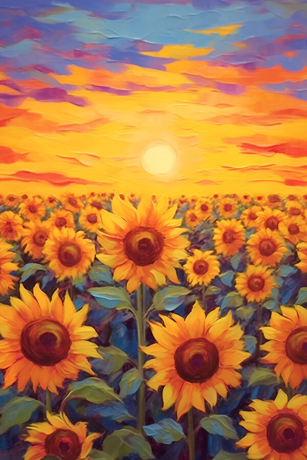 Peinture de tournesols dans un champ Peinture de tournesols dans un champ