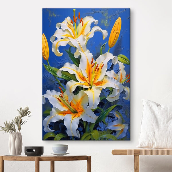 Des lys éclatants sur fond bleu. Des lys éclatants sur fond bleu.
