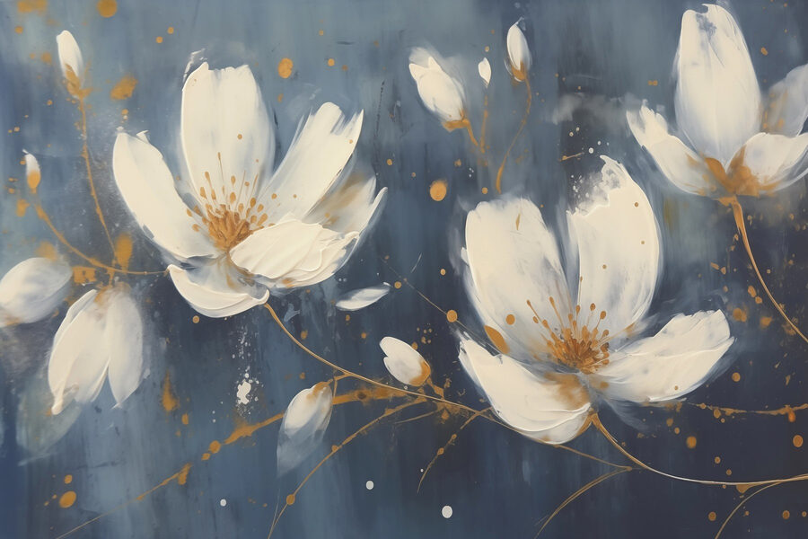 Peinture de fleurs blanches