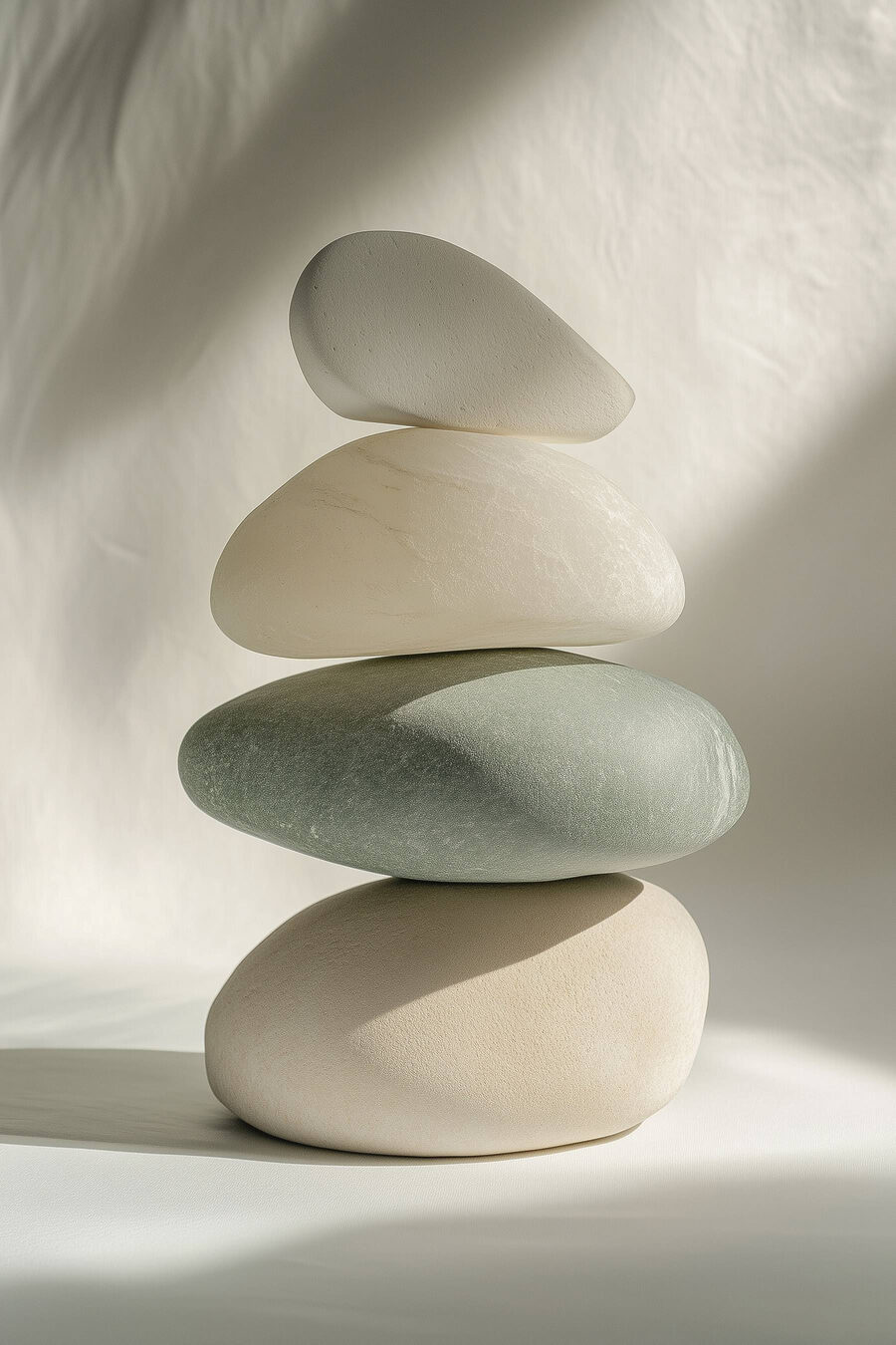Pile de rochers sur une surface blanche