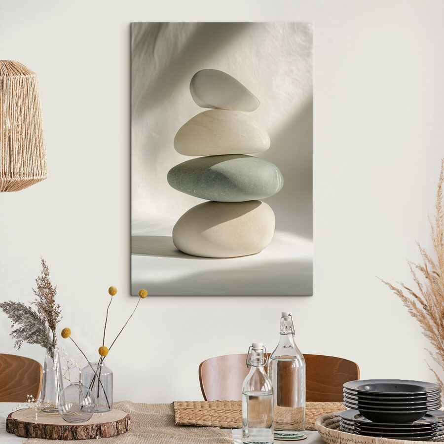 Pile de rochers sur une surface blanche