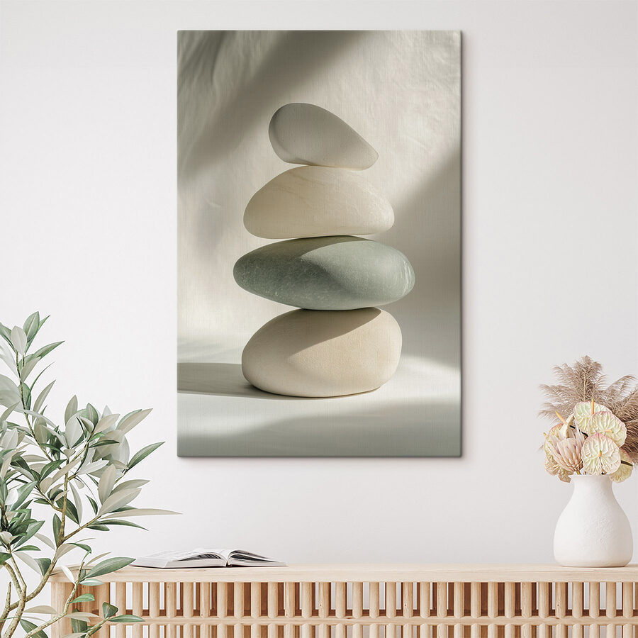 Pile de rochers sur une surface blanche