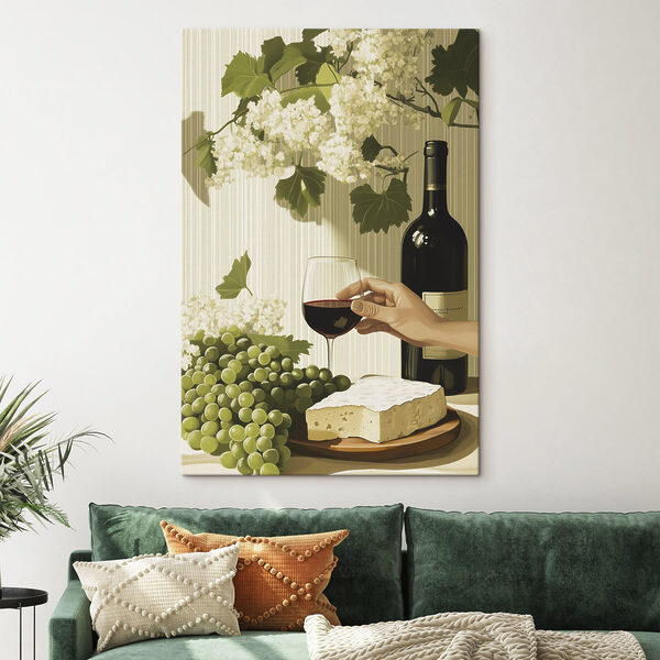 Main tenant un verre de vin à côté d'une bouteille de vin Tableaux Main tenant un verre de vin à côté d'une bouteille de vin