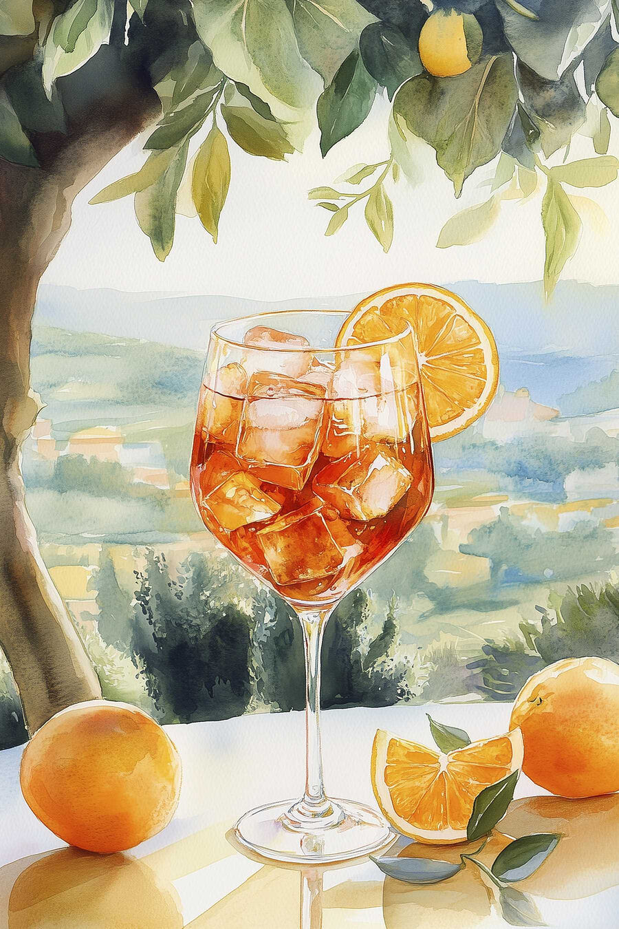 Canvas prints Glass of ice and oranges