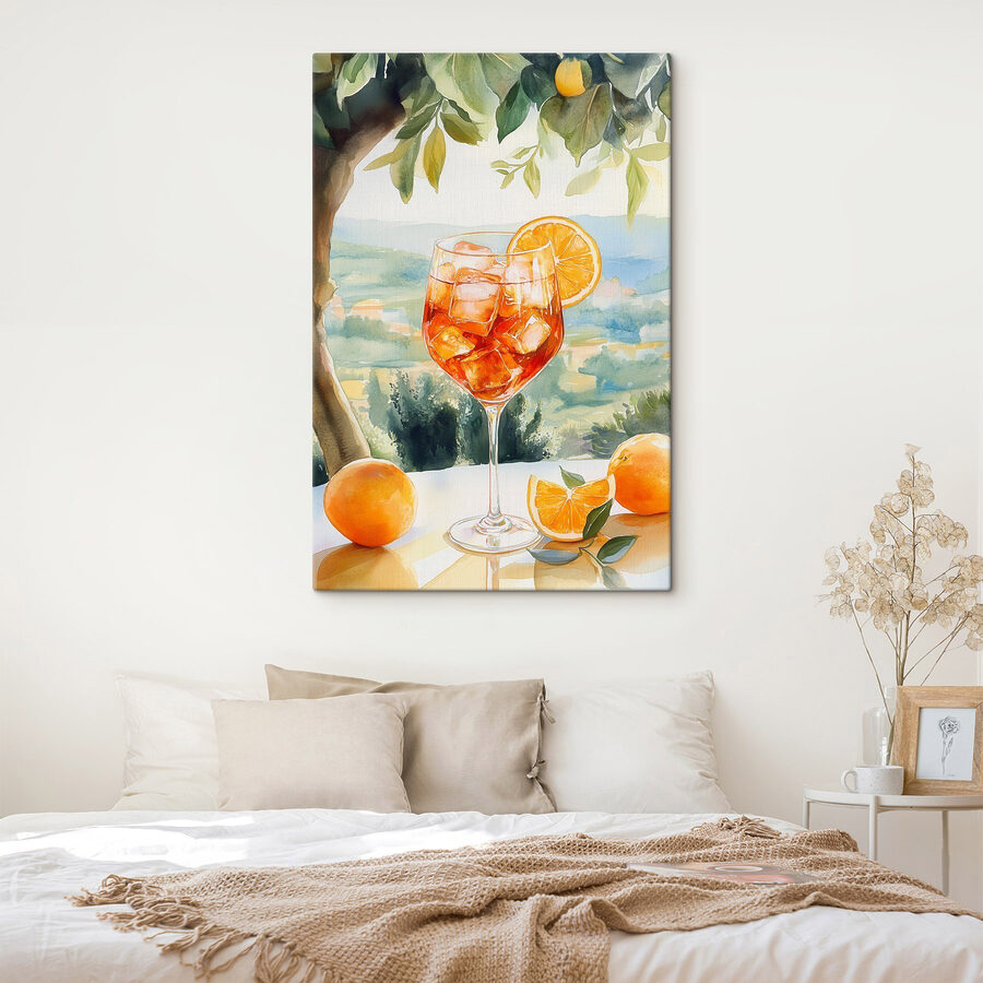 Canvas prints Glass of ice and oranges