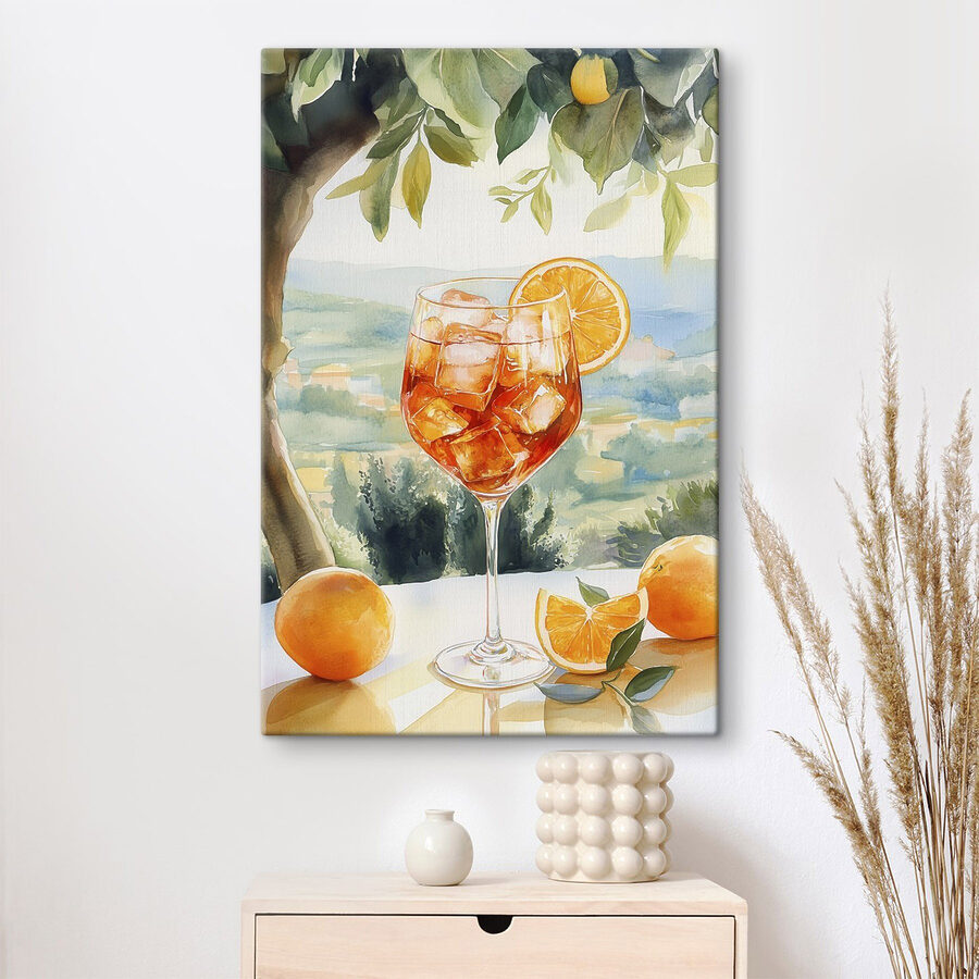 Canvas prints Glass of ice and oranges