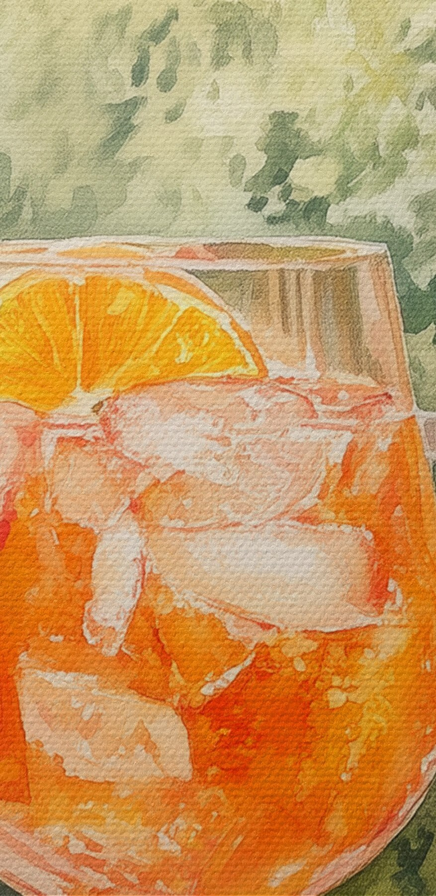 Verre de jus d'orange avec des glaçons et des oranges par la fenêtre