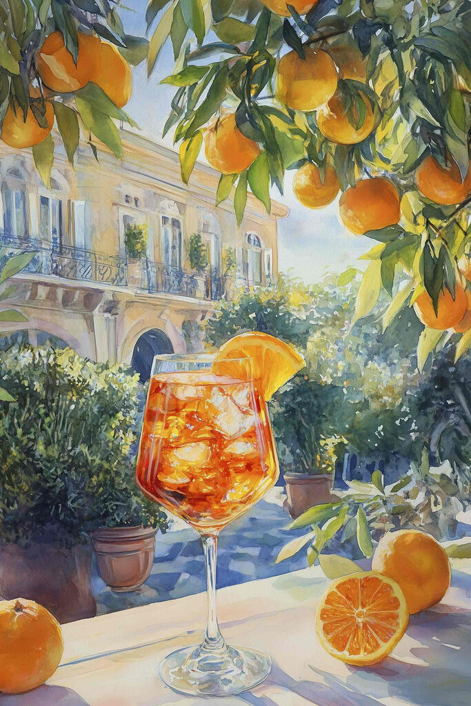 Glass of orange juice with oranges in the background
