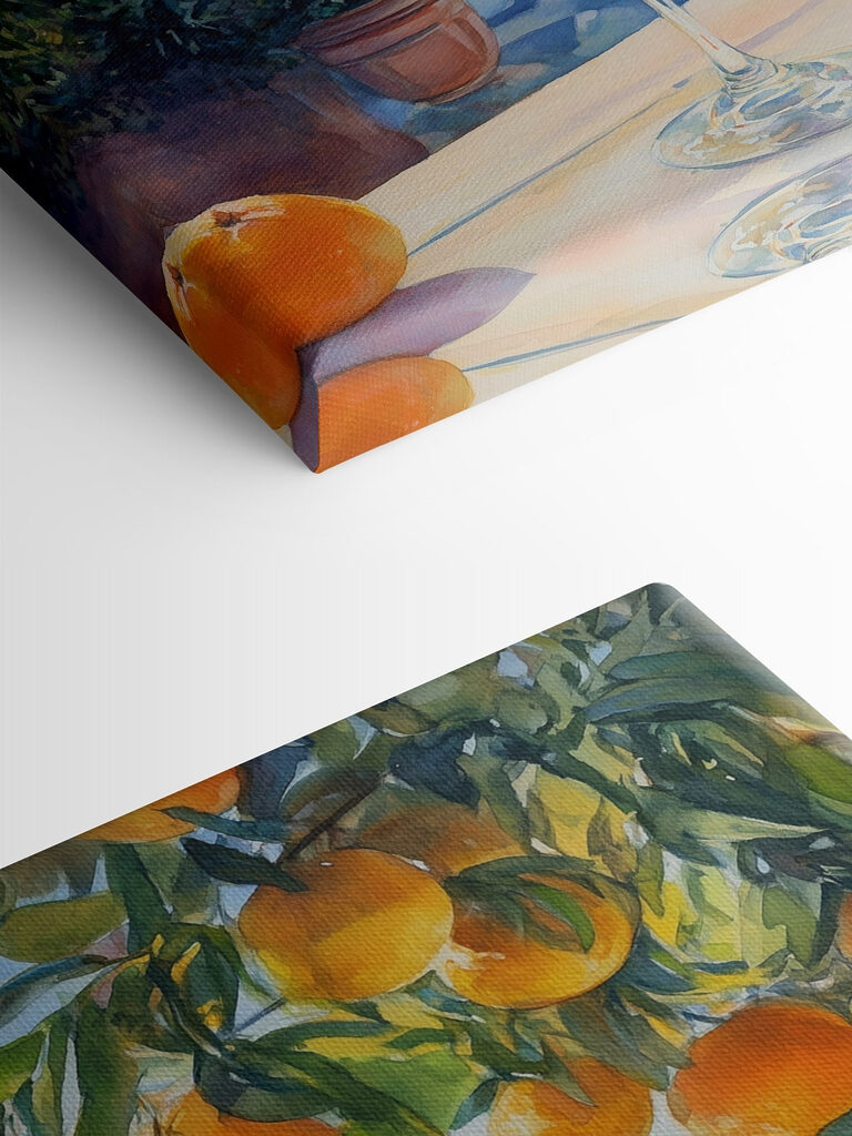 Glass of orange juice with oranges in the background