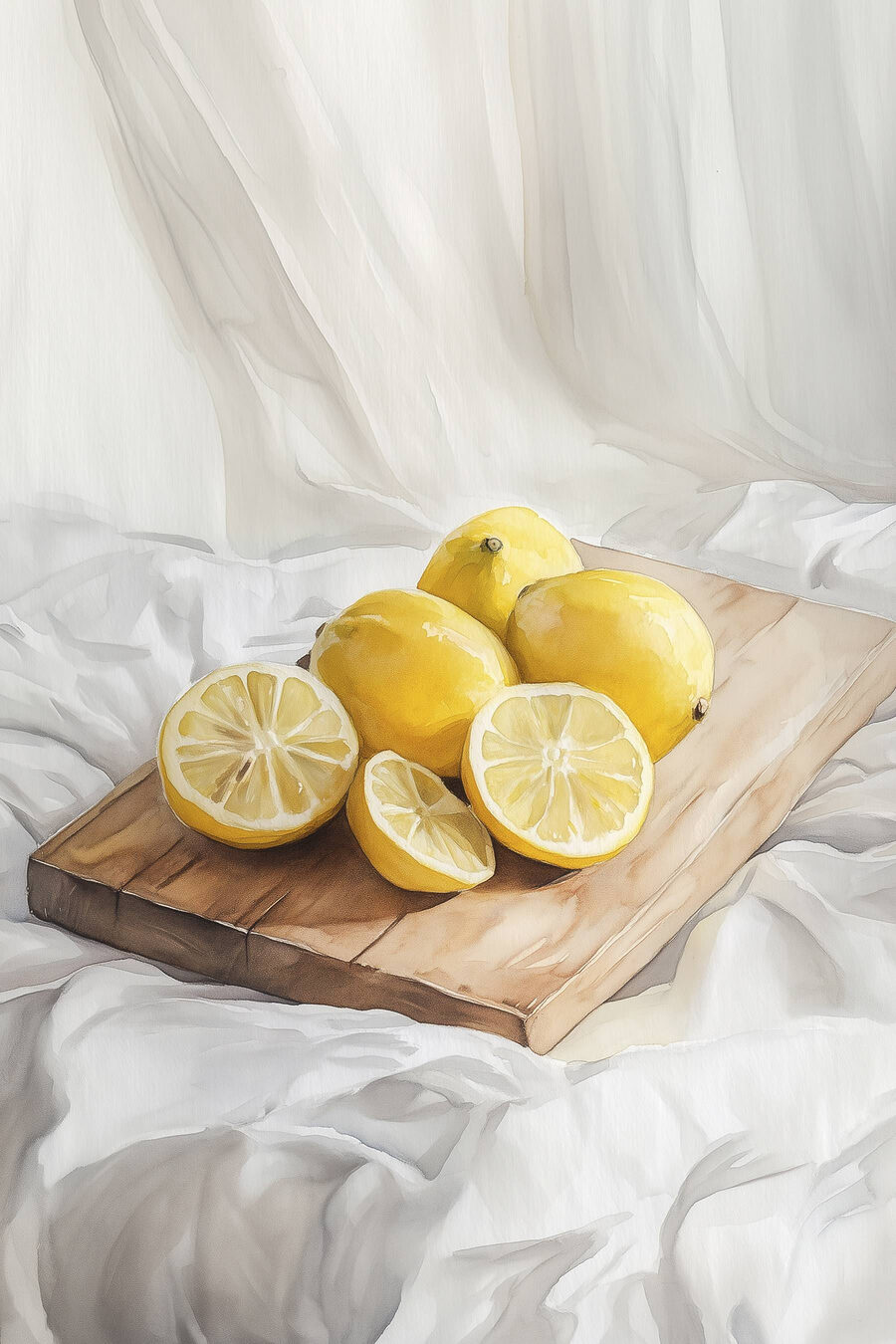 Groupe de citrons sur une planche à découper