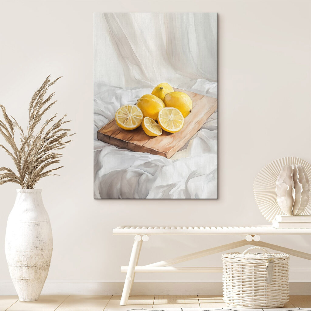 Group of lemons on a cutting board