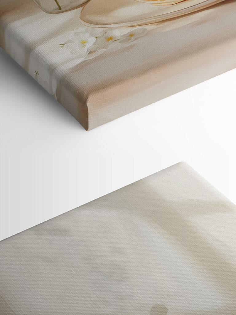 Stack of pancakes on a plate next to a vase of flowers