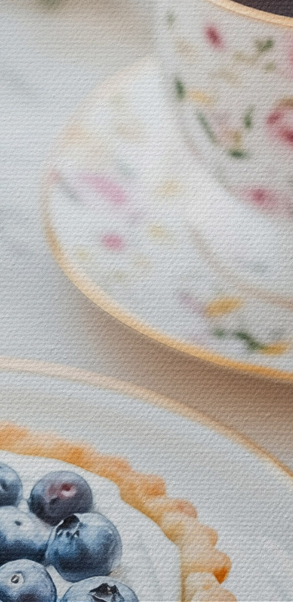 Dessert sur assiette avec une tasse de café et des fleurs Dessert sur assiette avec une tasse de café et des fleurs